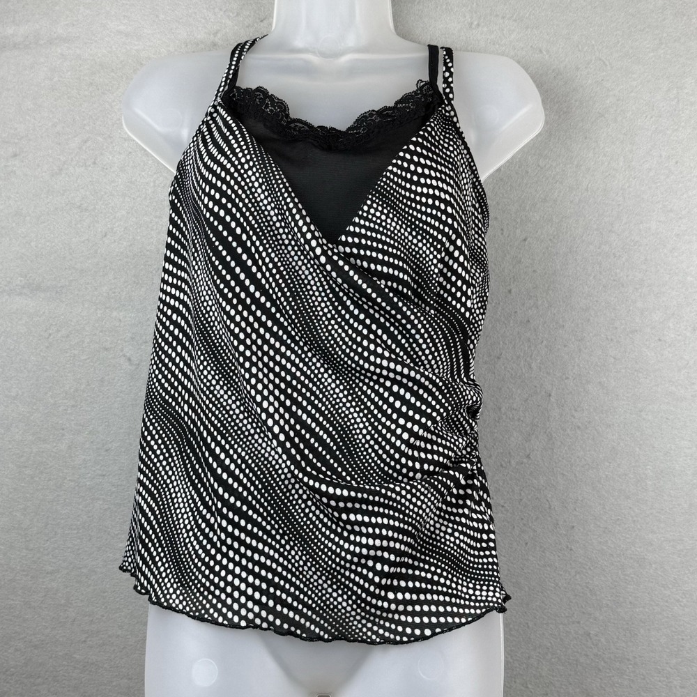 Y2K Xhilaration‎ Women's Polka Dot Faux Wrap Layered Tank Top Girls Night Out XL